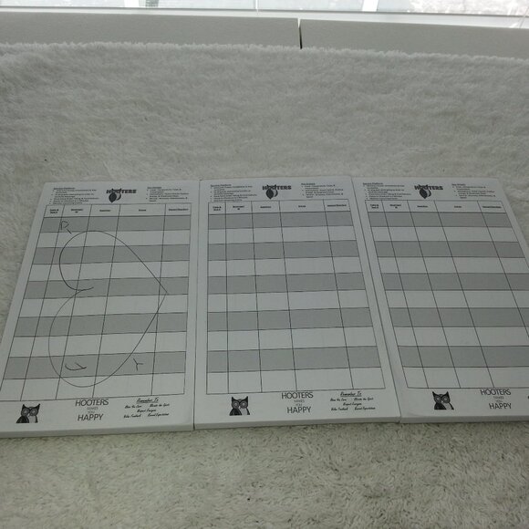 5 each Hooter Waitress Pads Order Tabs - Picture 1 of 2